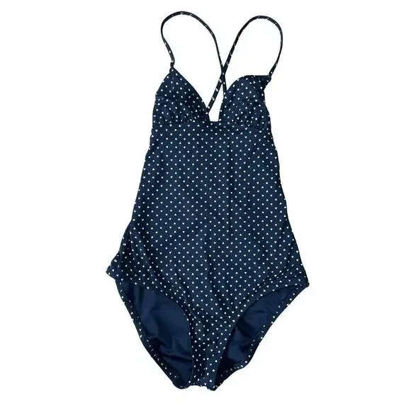 Madewell Polka Dot One Piece Open Back Swimsuit Retro Pin Up Resort - Size 2 - Picture 2 of 11